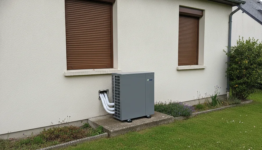 Pompe à chaleur air/eau installée contre un pavillon à Chemillé-en-Anjou